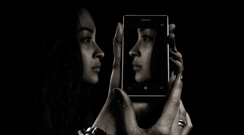 smartphone, face, woman