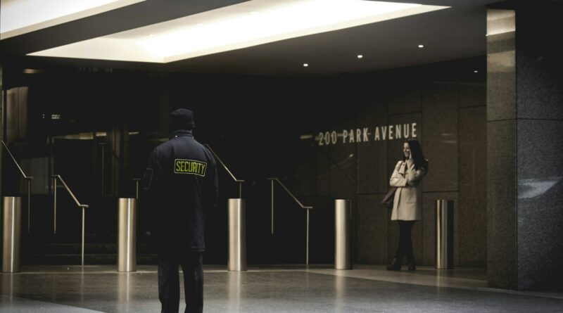 security guard standing on the gray floor