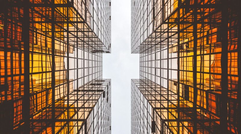 worms eye view of buildings